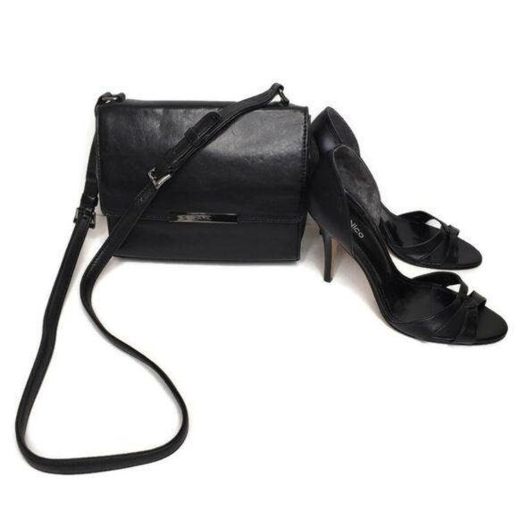 Enzo Angiolini Black Leather Handbag classic casual classy desingner pretty date - Picture 5 of 8